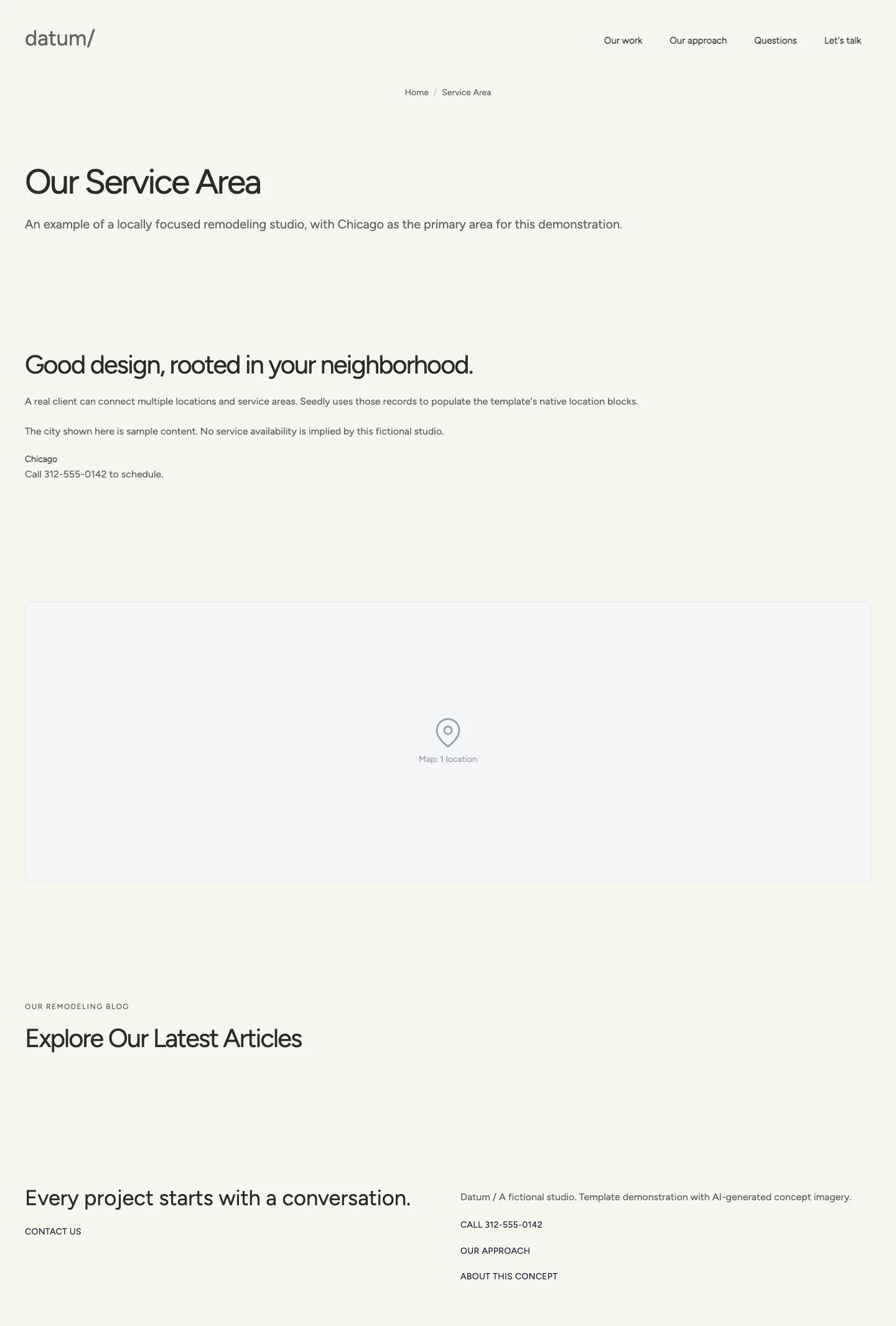 Service area, actual Datum template desktop screenshot