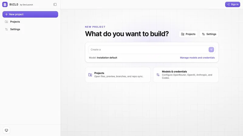 Build app creation workspace