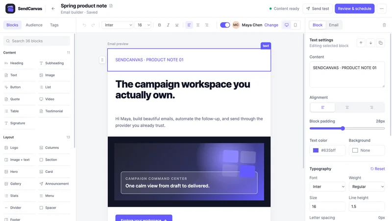 SendCanvas visual email editor